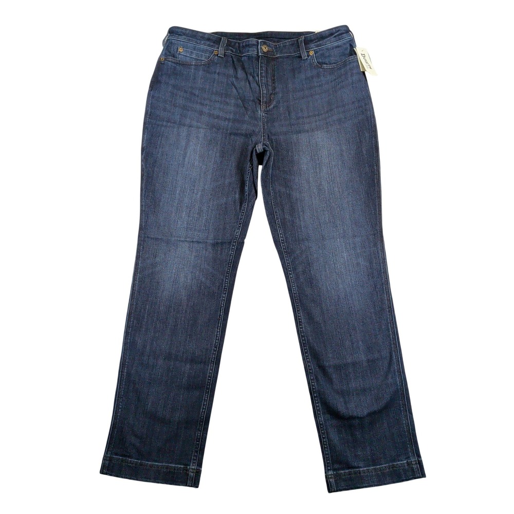 Duluth Trading Co DoubleFlex Straight Leg Jeans Womens 18 Reg Dark Wash 80799